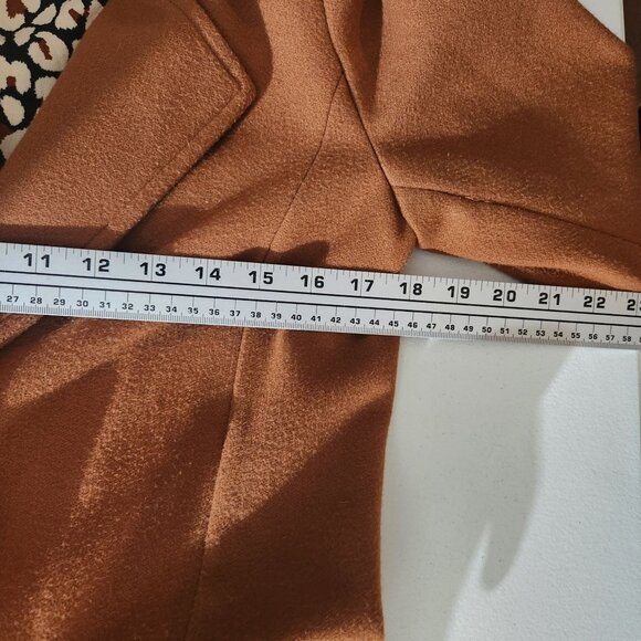 Camel Brown Longline Coat With Leopard-Print Lining Single-Button Closure Skies - Picture 10 of 15